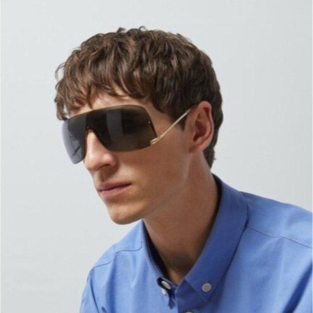 NEW GUCCI GG1560S 001 SHIELD GOLD UNISEX SUNGLASSES GUCCI